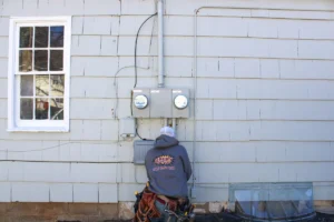 electrician performing an electrical safety inspection for Jeremy Electrical in Roeland Park, KS