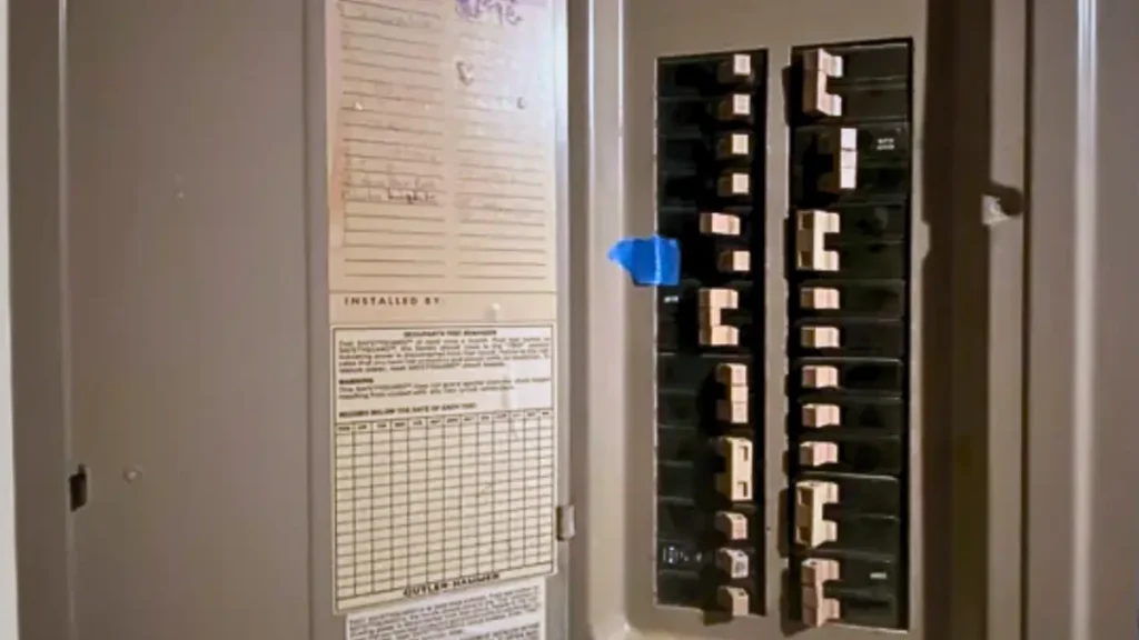 Older electrical panel in Red Bridge, Kansas City home Jeremy Electrical.