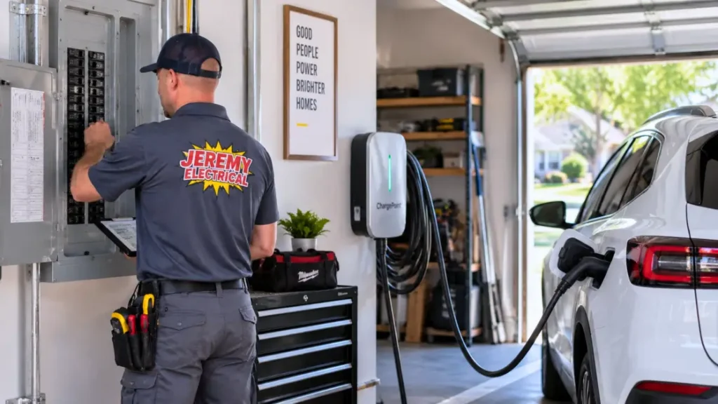 EV charger installation and electrical panel inspection Kansas City